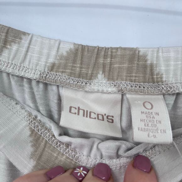 Chico’s Chevron Khaki Cream Maxi Elastic Waist Boho Coastal Skirt Small NEW - Picture 5 of 6